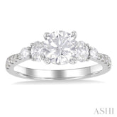 1/2 ctw Oval and Round Cut Diamond Semi-Mount Engagement Ring in 14K White Gold